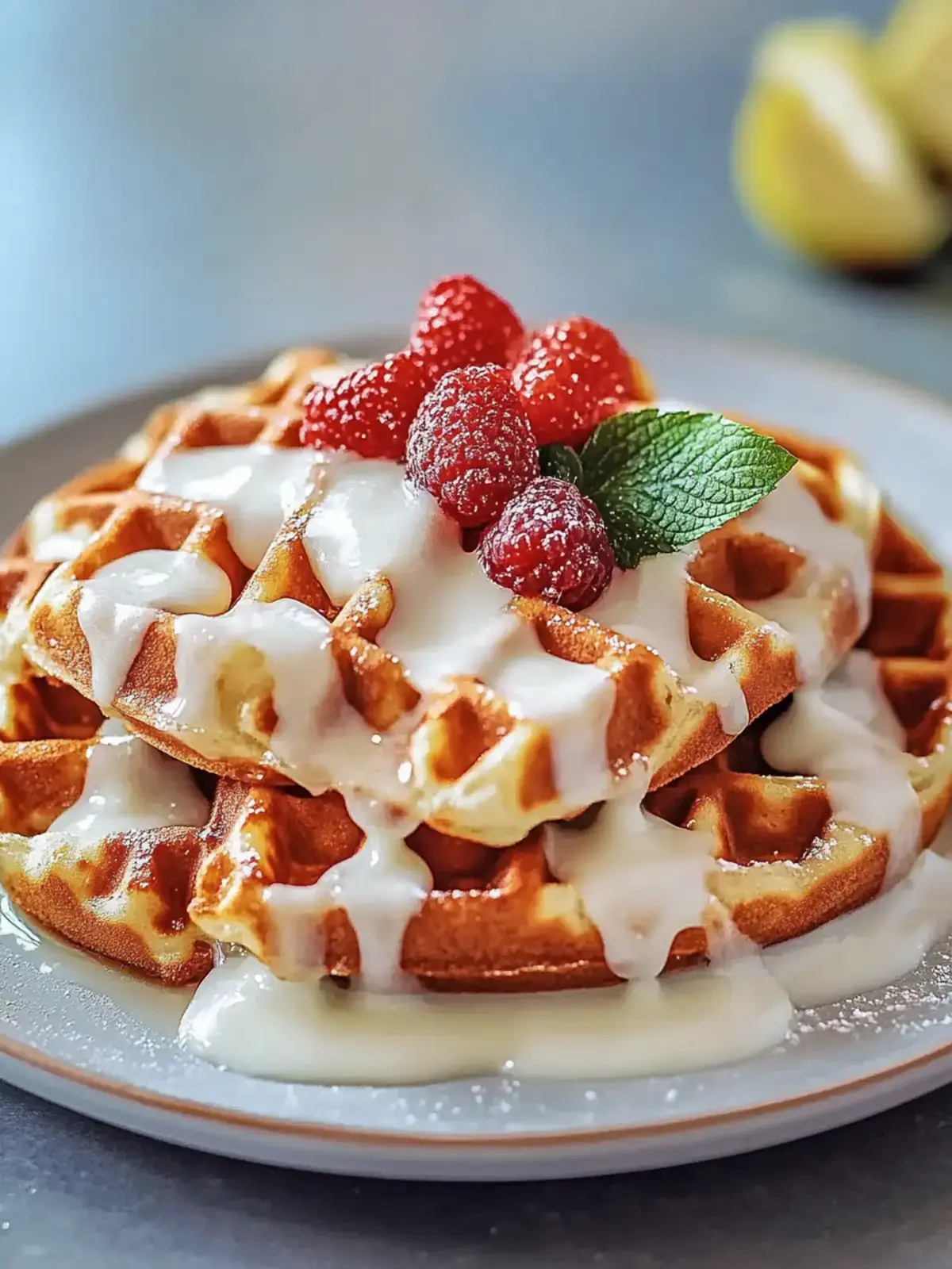 Zimtschnecken Waffeln mit Frischkäse Glasur