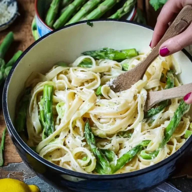 Zitronen Pasta mit grünem Spargel