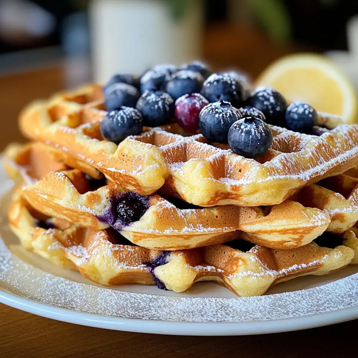 Zitronen Ricotta Heidelbeer Waffeln