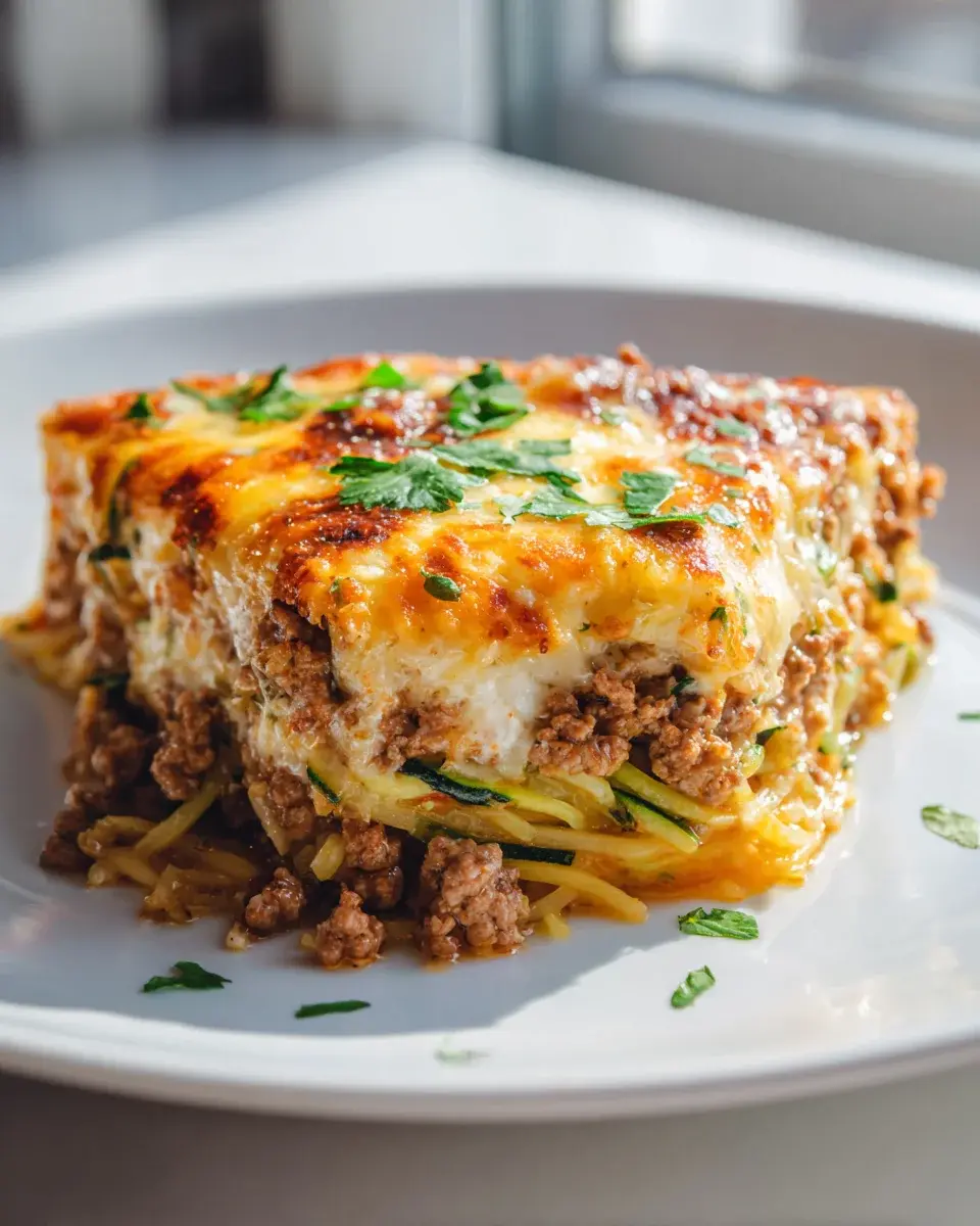 Zucchini Spaghetti Auflauf Mit Hackfleisch Und Mozzarella