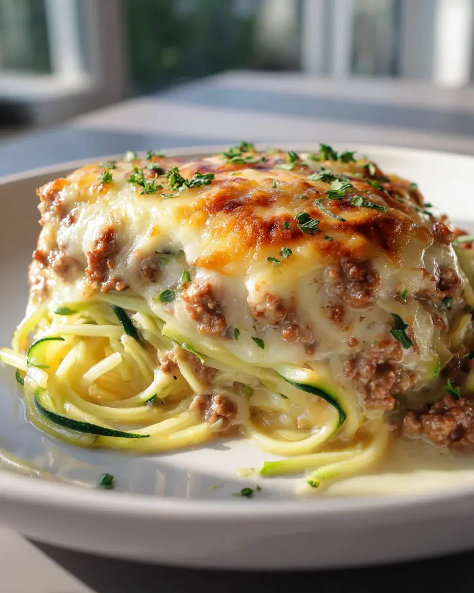 Zucchini Spaghetti Auflauf Mit Hackfleisch Und Mozzarella