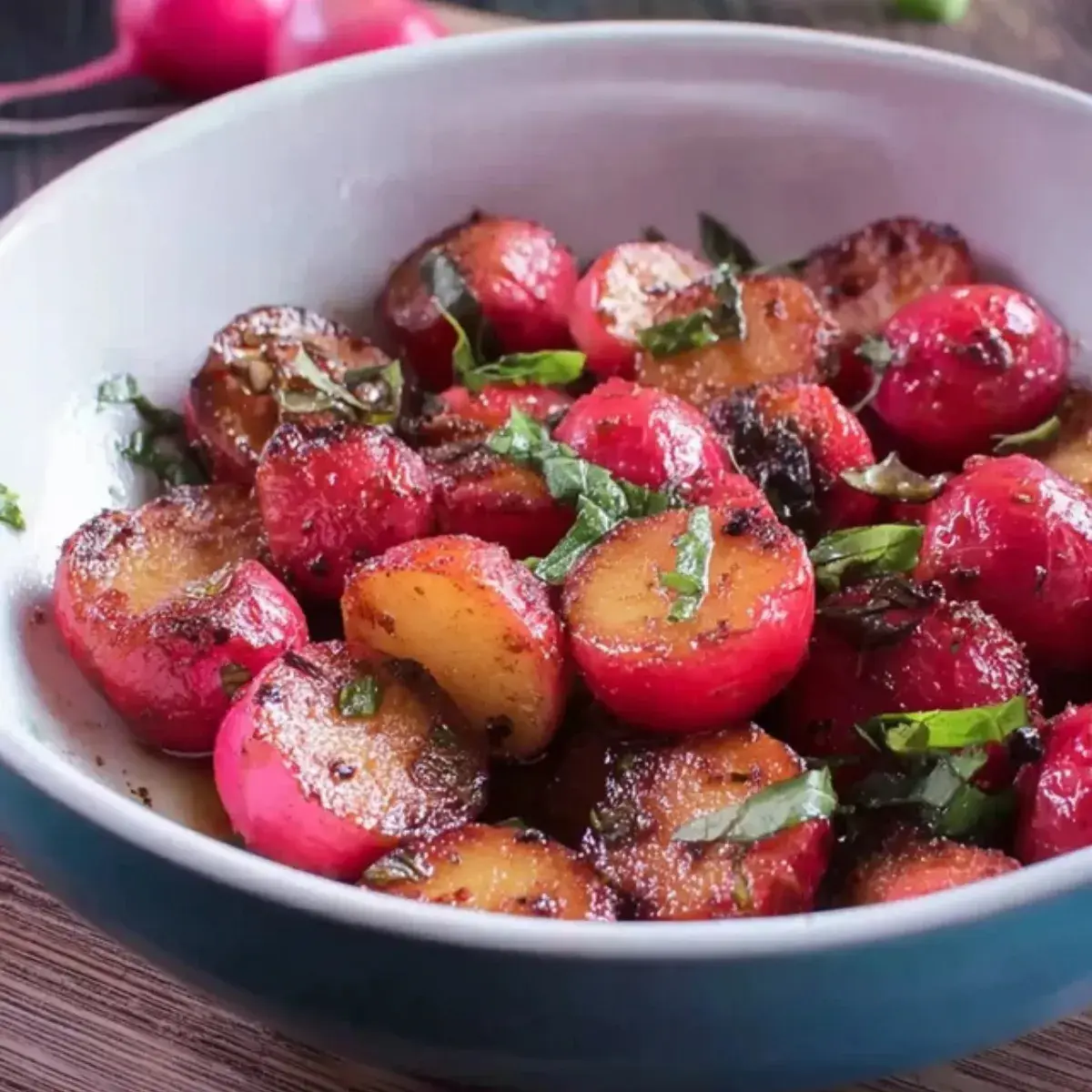 deftig angebratene Pfannen Radieschen