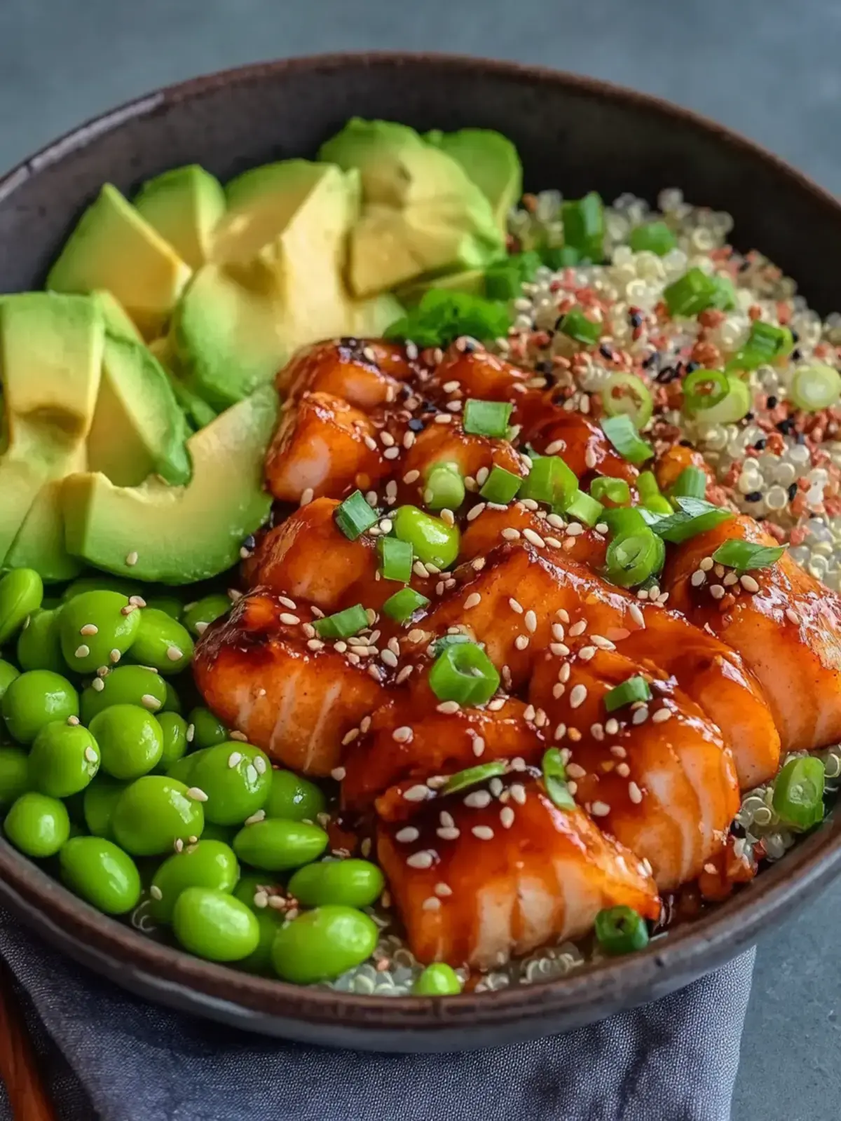 einfache Teriyaki Lachs Power Bowl