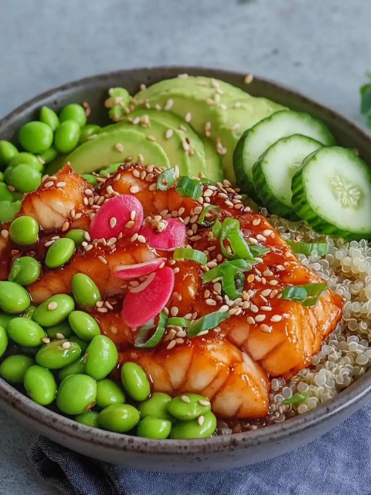 einfache Teriyaki Lachs Power Bowl