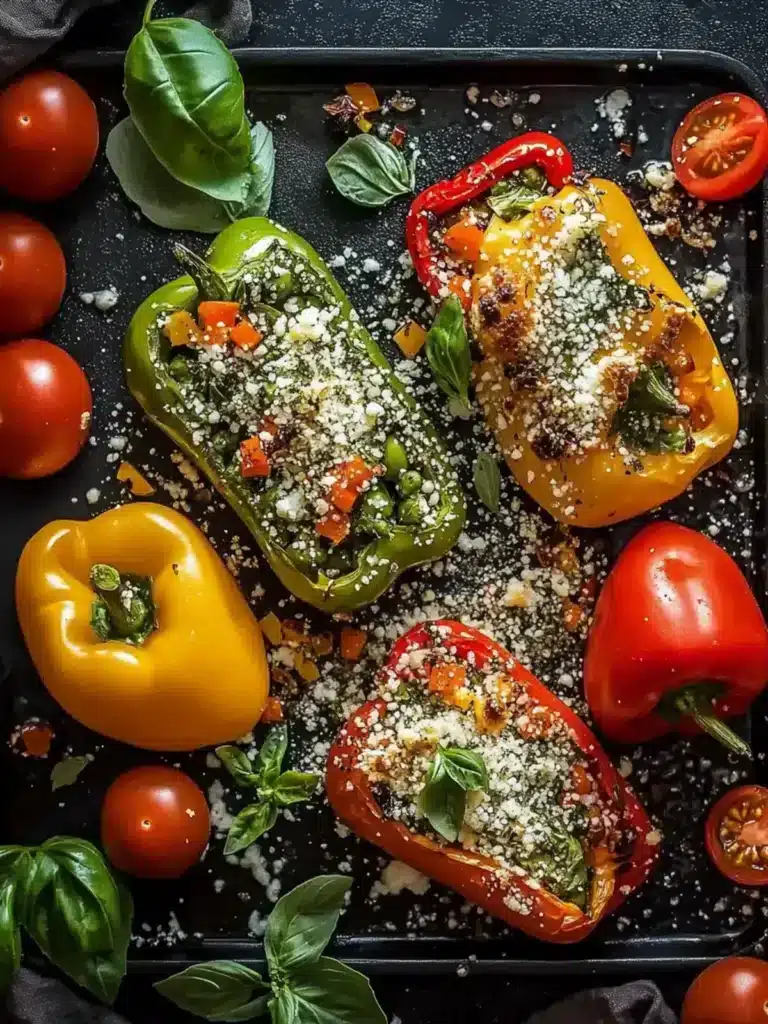 Einfache vegetarische gefüllte Paprika mit Reis – gesund und lecker