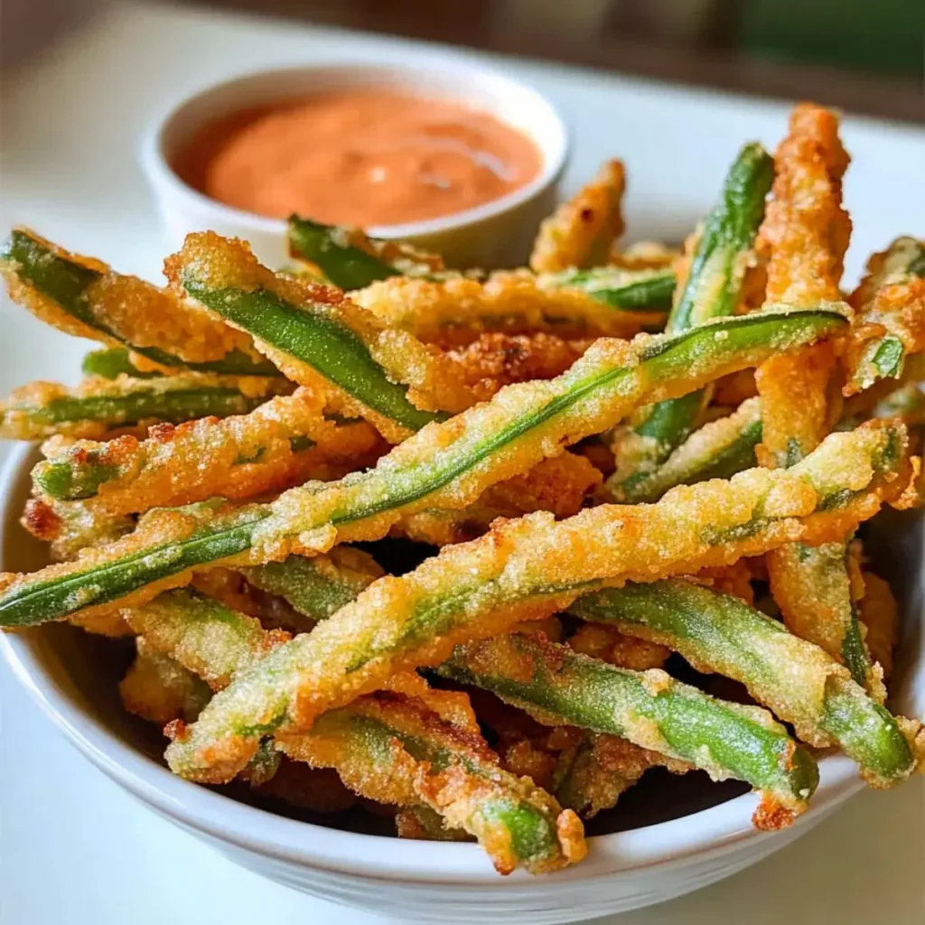 Frittierte grüne Bohnen mit Sriracha Mayo – Einfach und lecker!