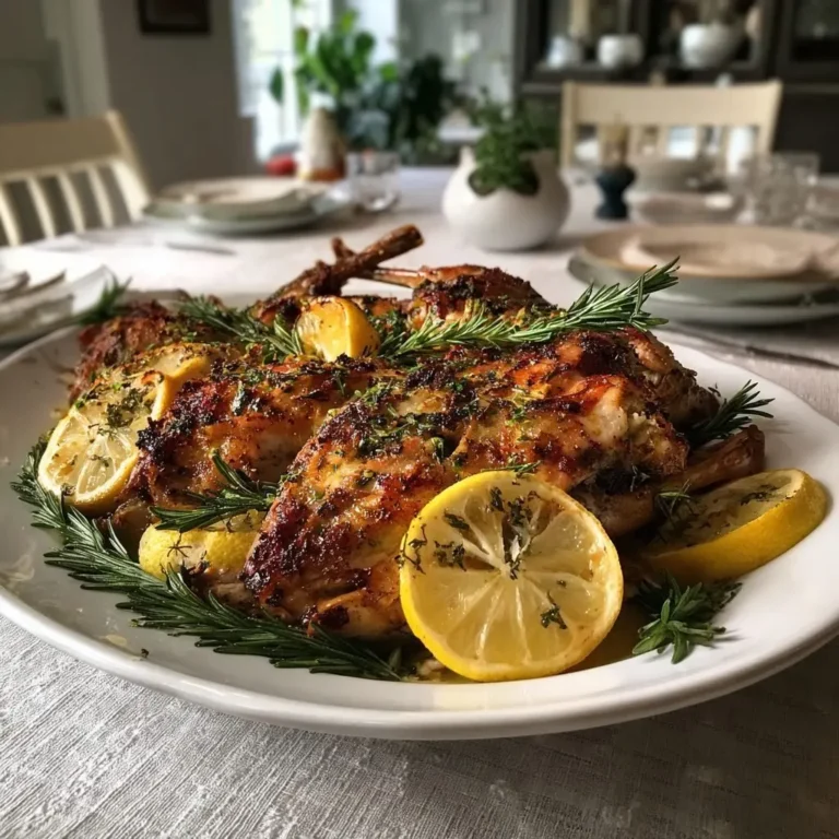 ganz gebratenes Kaninchen mit Kräutern und Zitrone
