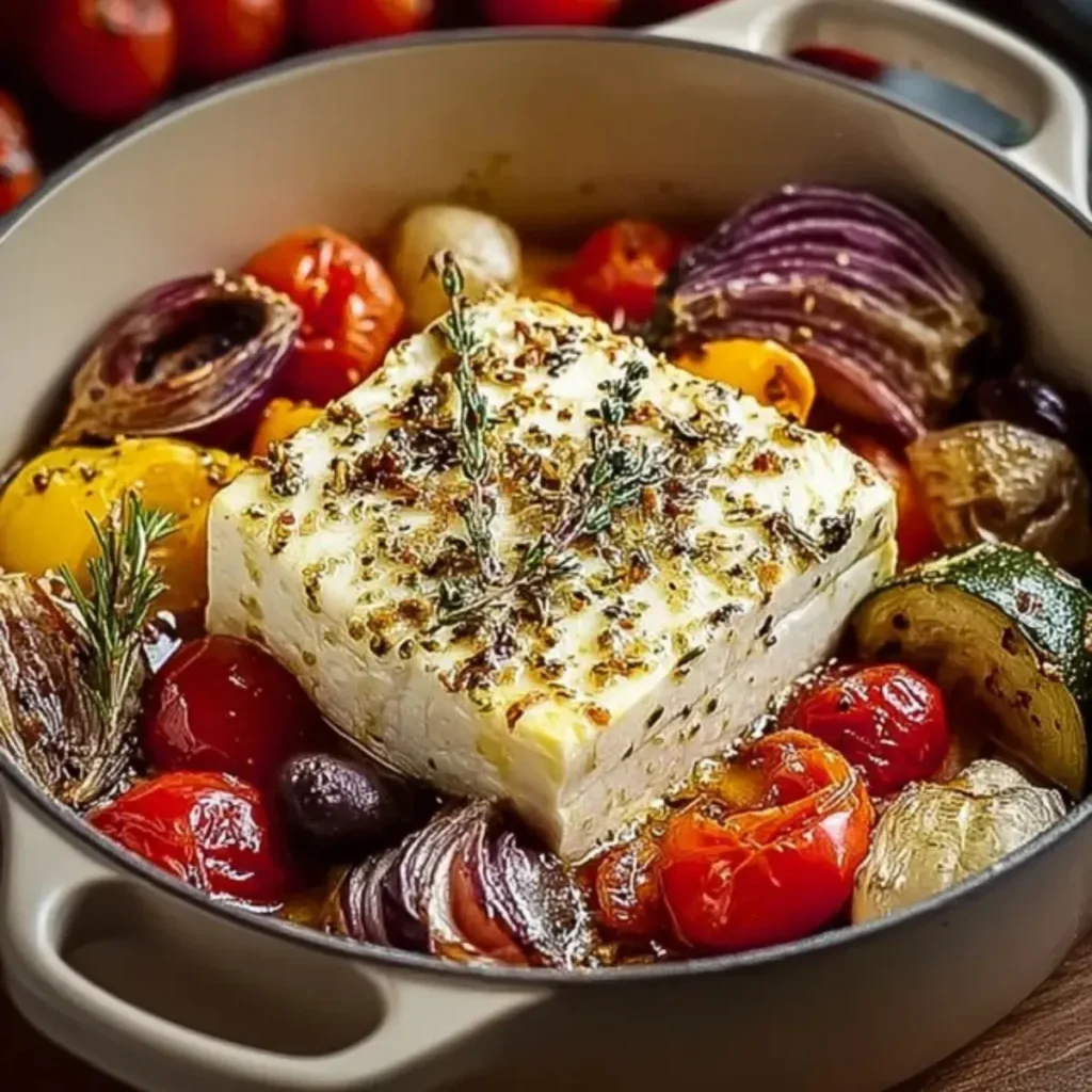 gebackener Feta mit mediterranem Ofengemüse