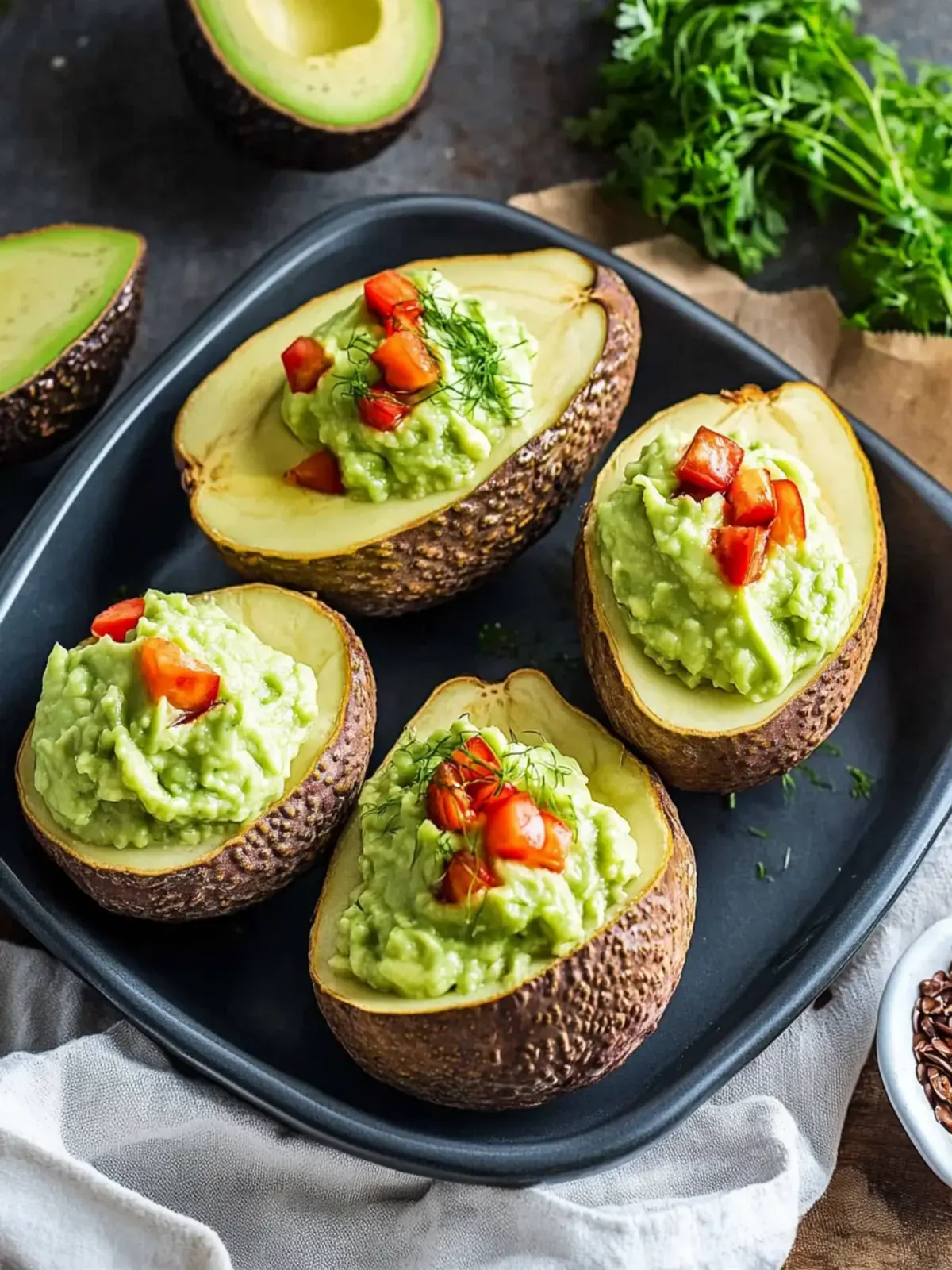 gefüllte Süßkartoffeln mit Avocado-Creme