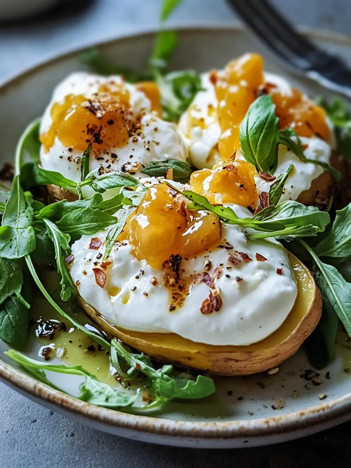 gefüllte Süßkartoffeln mit Burrata