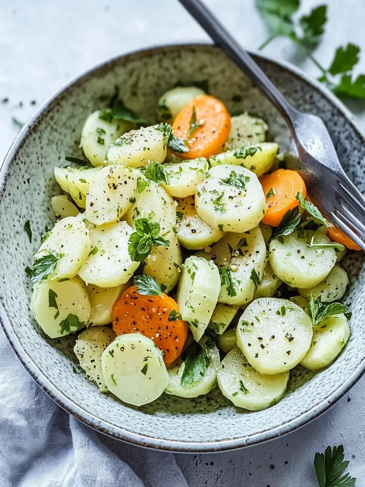geröstete Karotten und Kohlrabi mit Kräutern