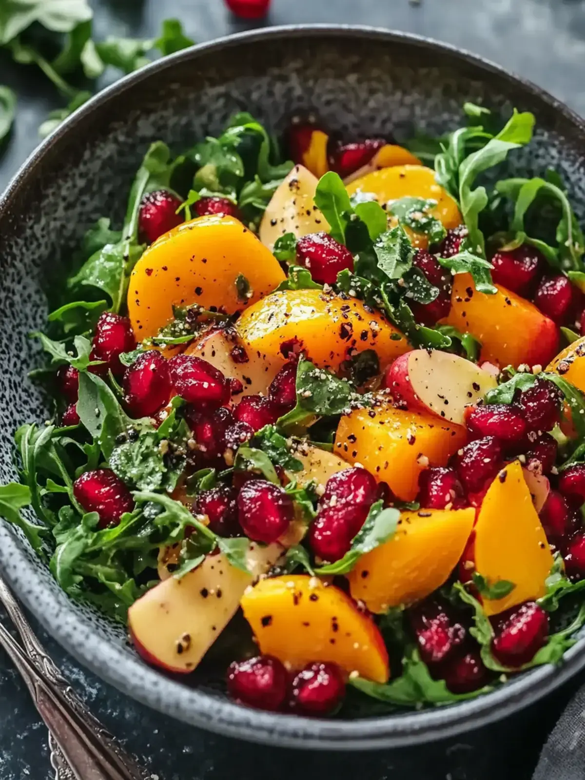 gerösteter Kürbissalat mit Granatapfelkernen