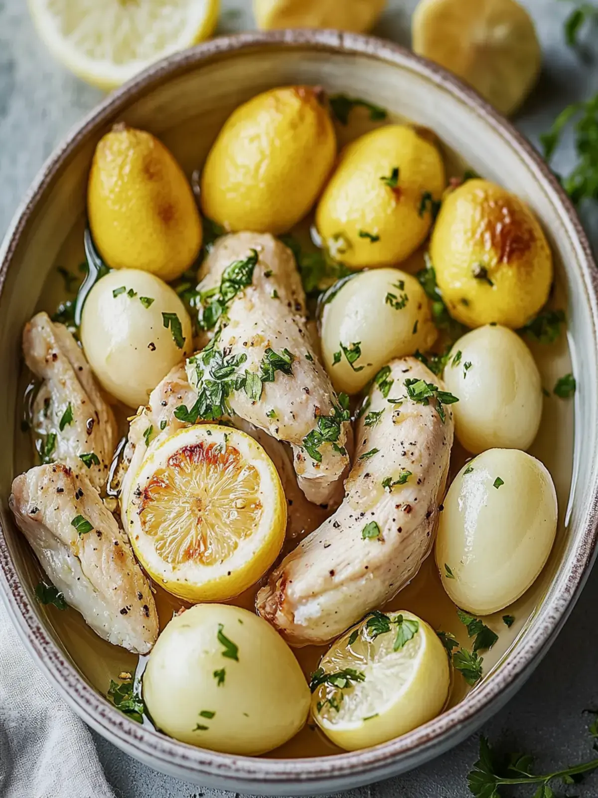 gesunde Zitronen Knoblauch Hyhnchen Mahlzeit Prep Schalen