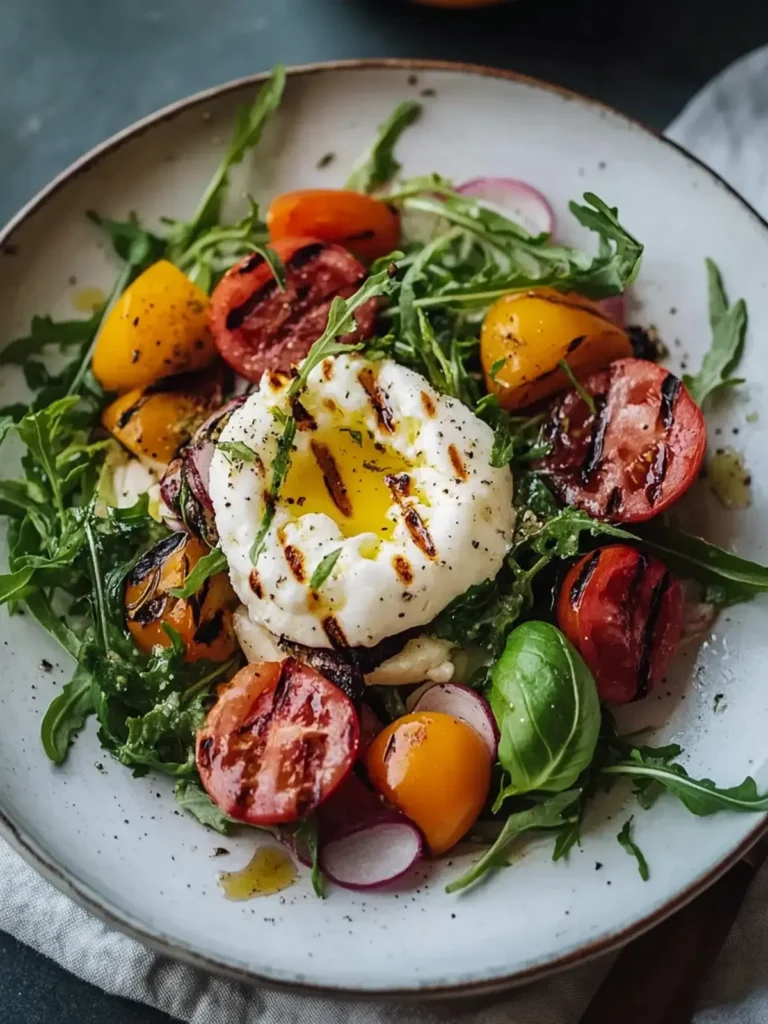herrlicher gegrillter Nektarinen Burrata Salat