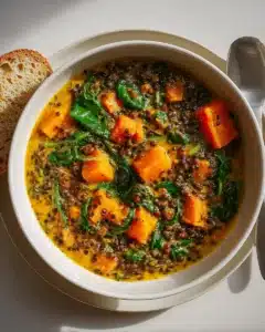 Herzhafter Linseneintopf mit Kürbiszauber