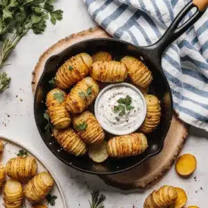 Krosse Fächerkartoffeln mit Knoblauch und Rosmarin