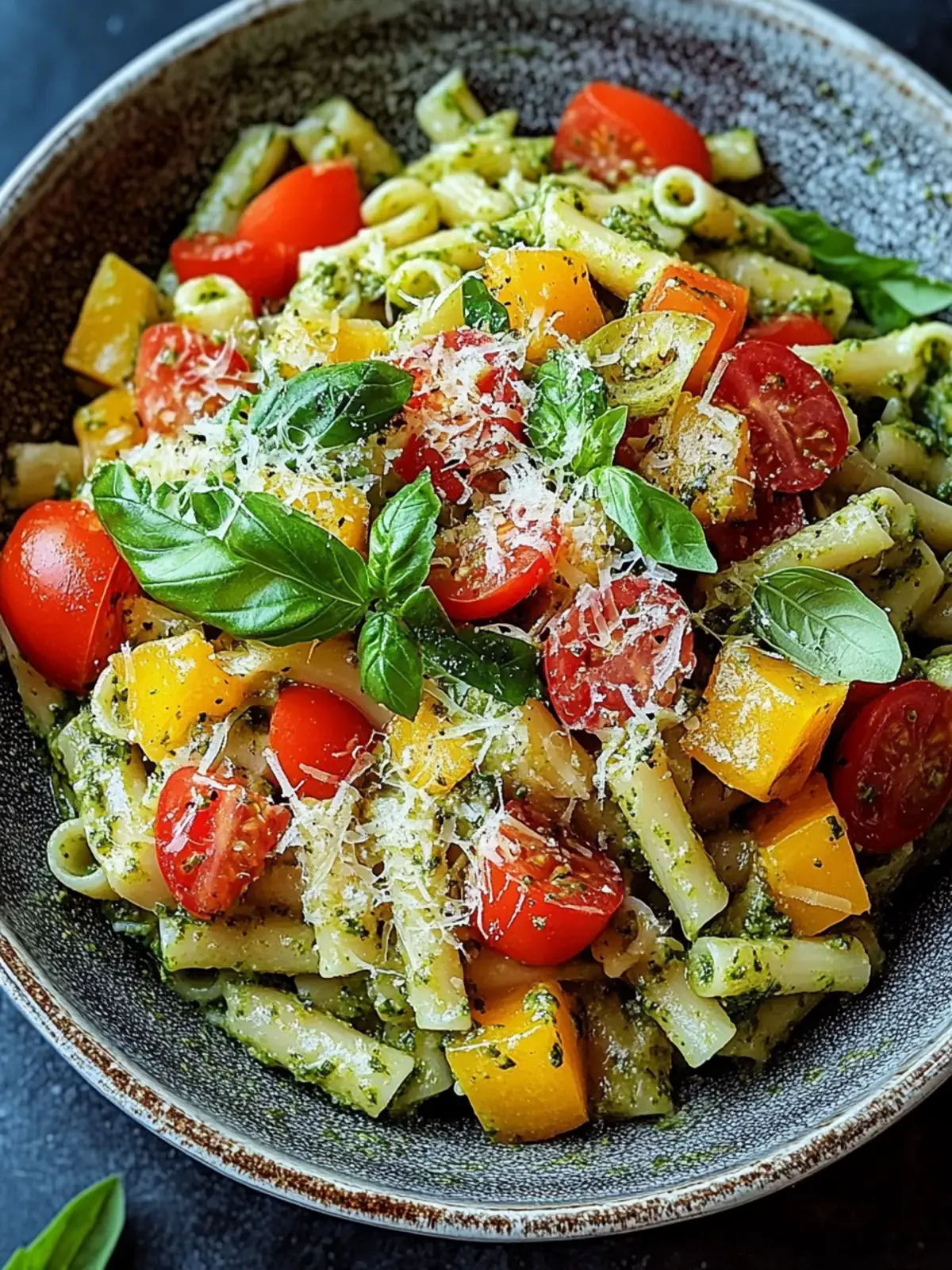 lebhafte pesto pasta sommergemüse