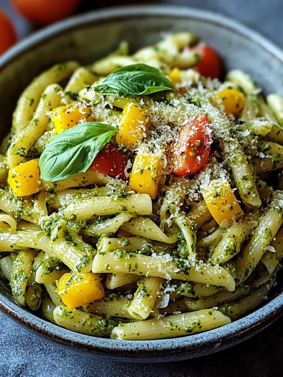 lebhafte pesto pasta sommergemyse