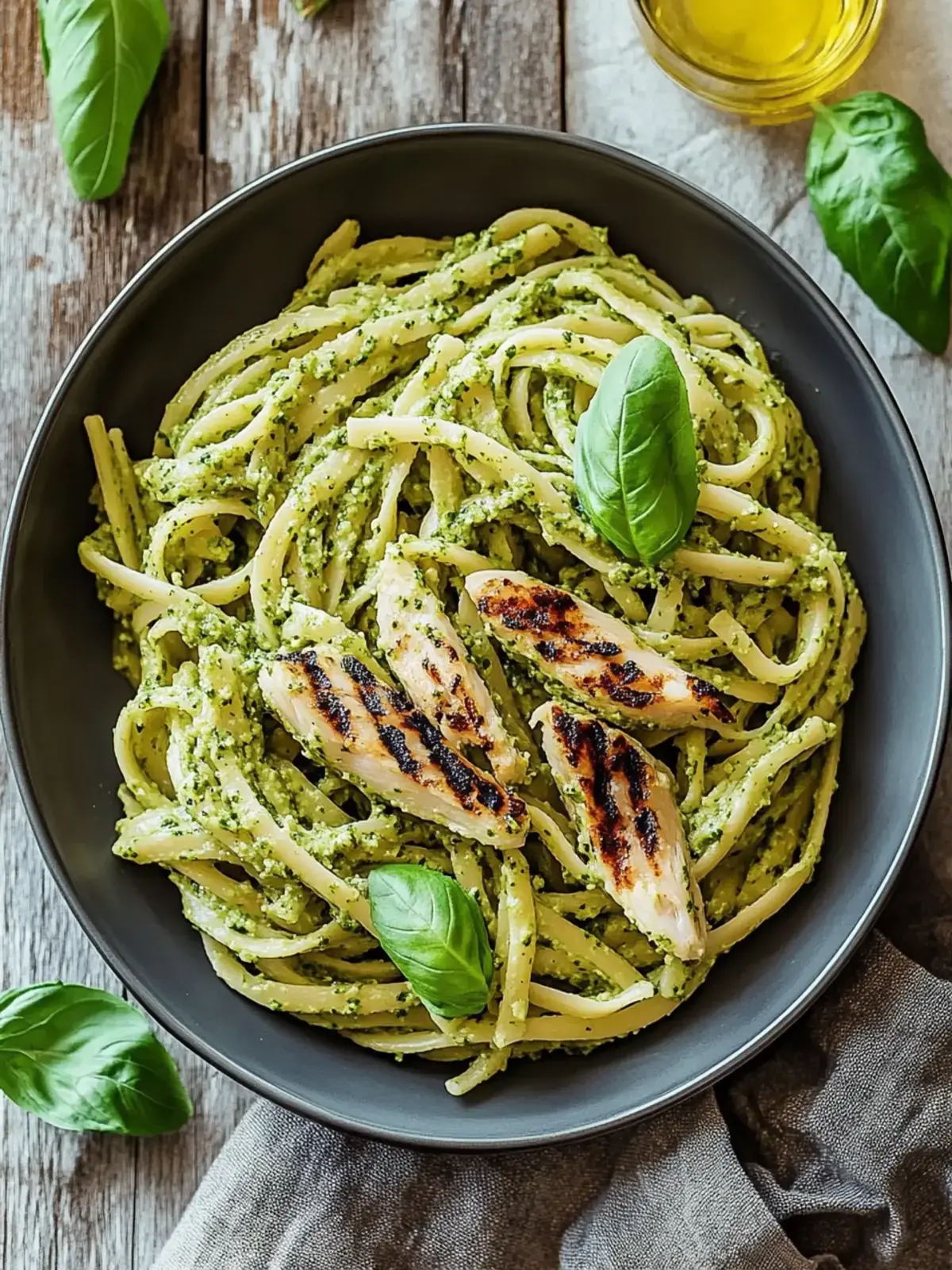 lecker gegrillte Hähnchen-Pesto-Pasta