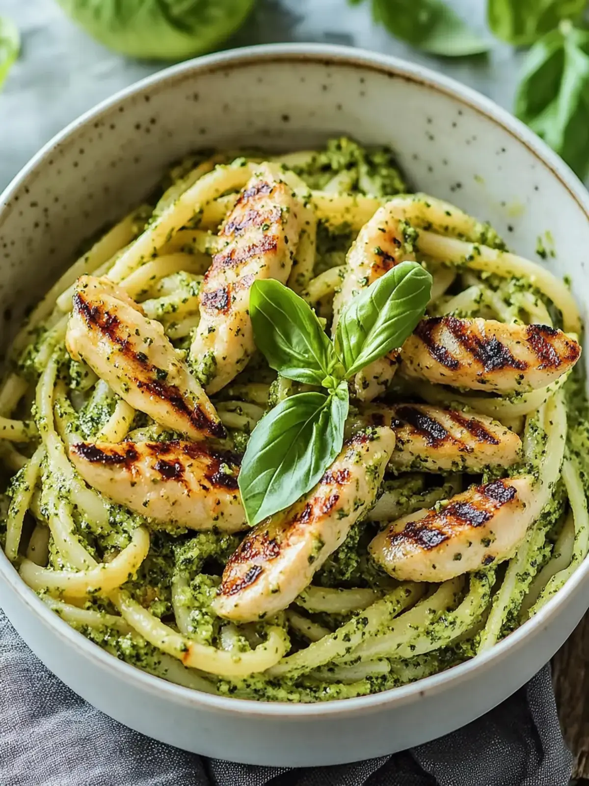 lecker gegrillte Hyhnchen Pesto Pasta