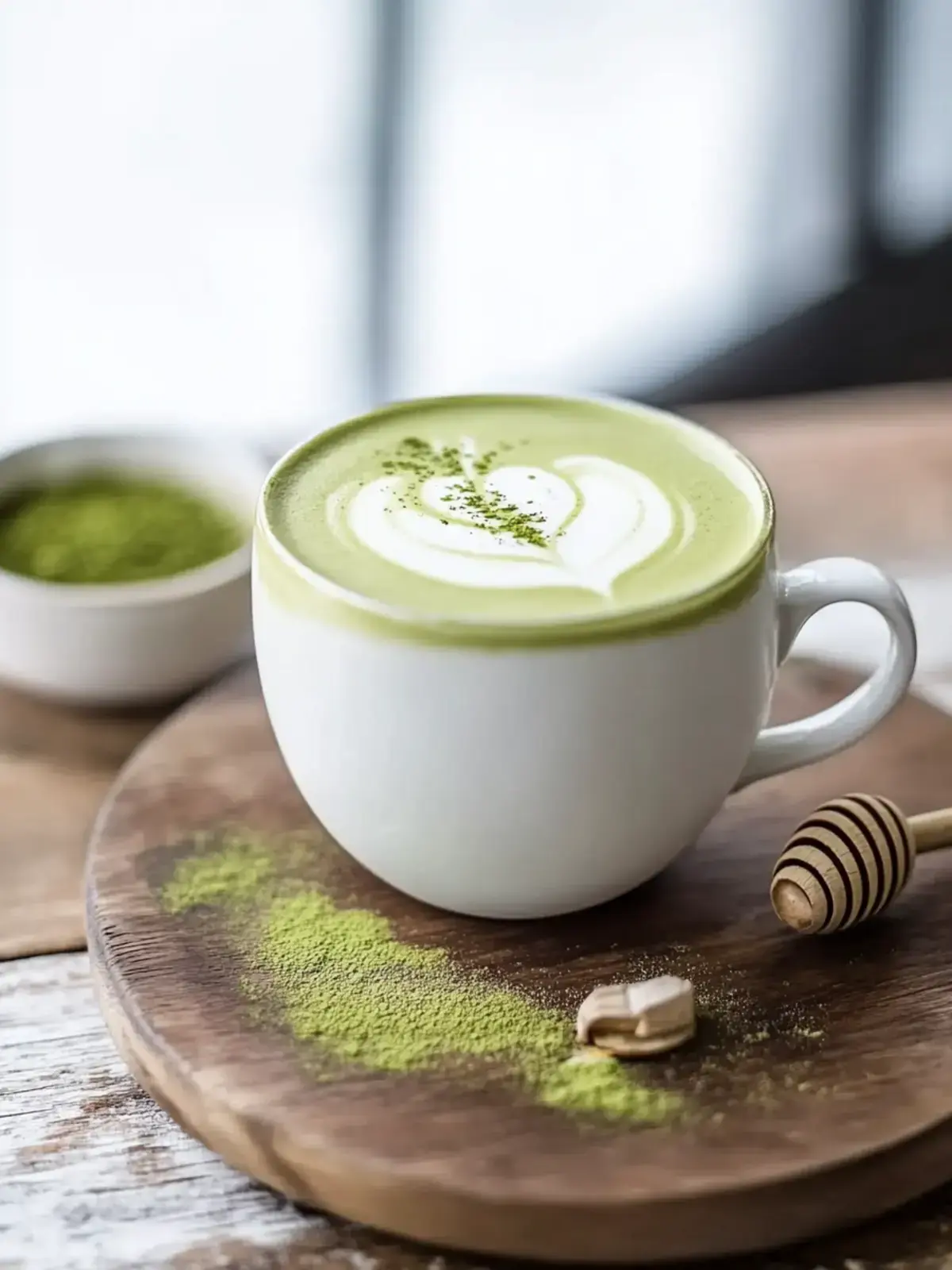 perfekte Honig Matcha Latte
