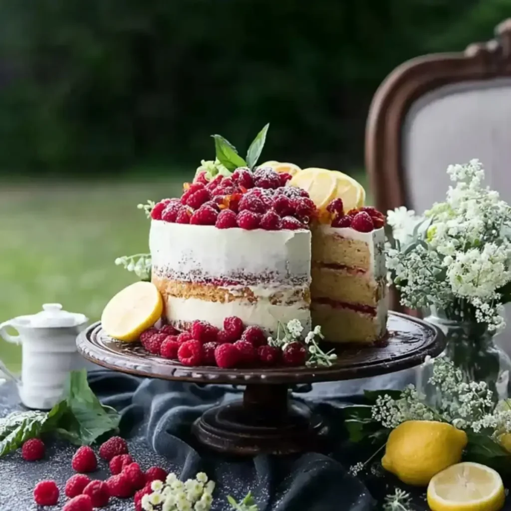 saftige Zitronen Himbeer Torte