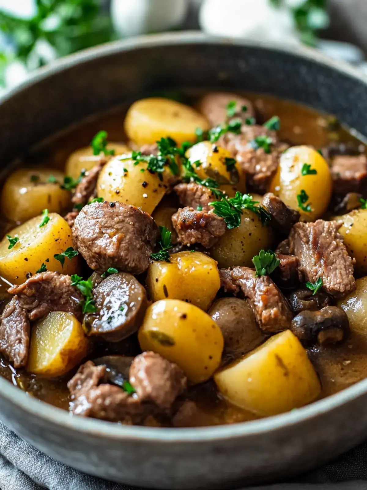 saftiger Rindfleisch-Pilz-Eintopf Slow Cooker