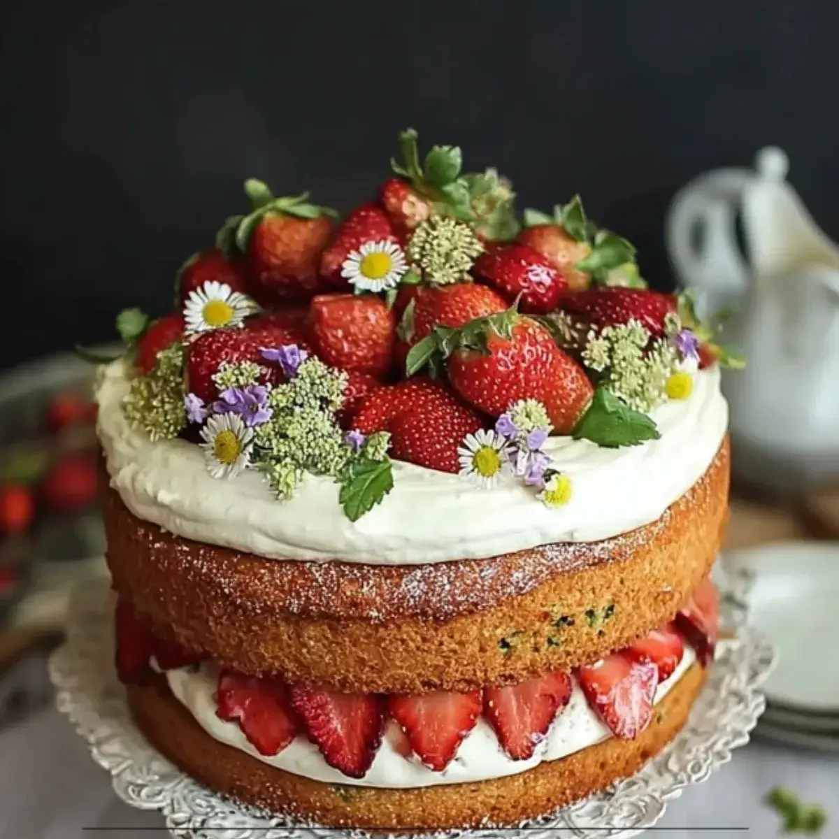 schwedische Erdbeertorte mit Holundersahne