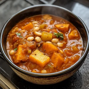 Herzhafter Veganer Süßkartoffel-Eintopf