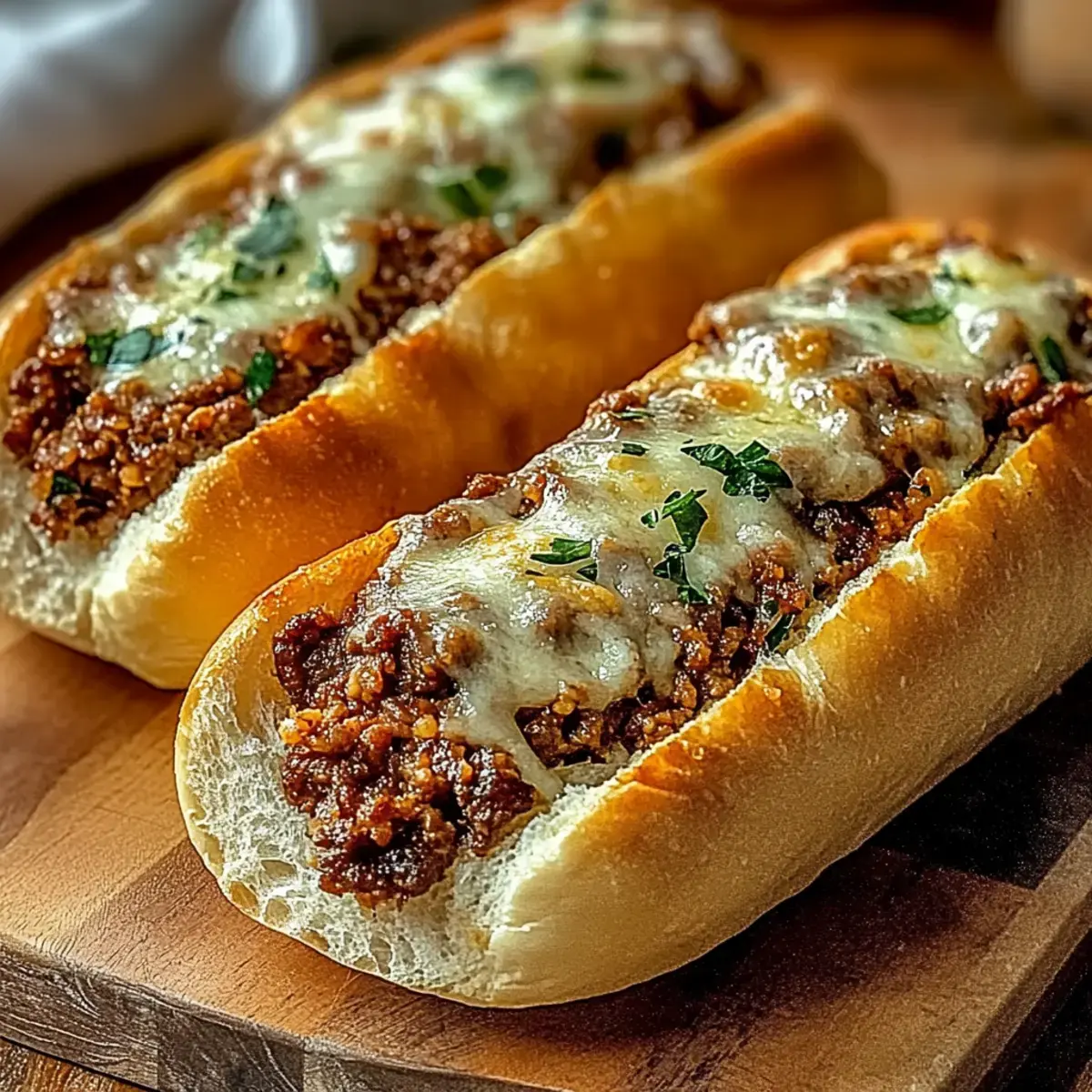 Überbackene Hackfleisch Baguettes