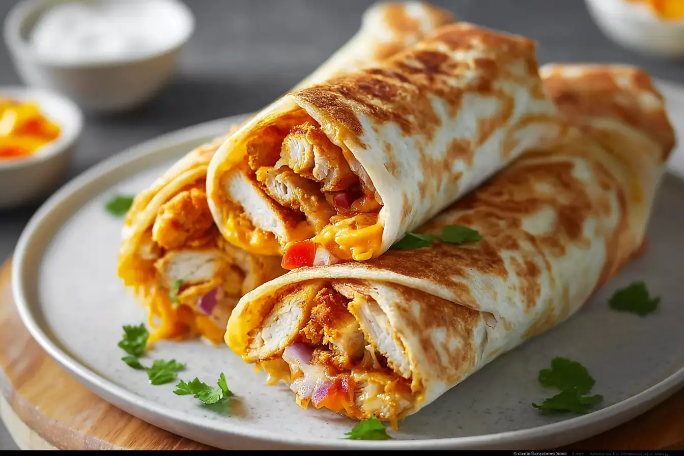 Air Fryer Hot Chicken Käse Wraps