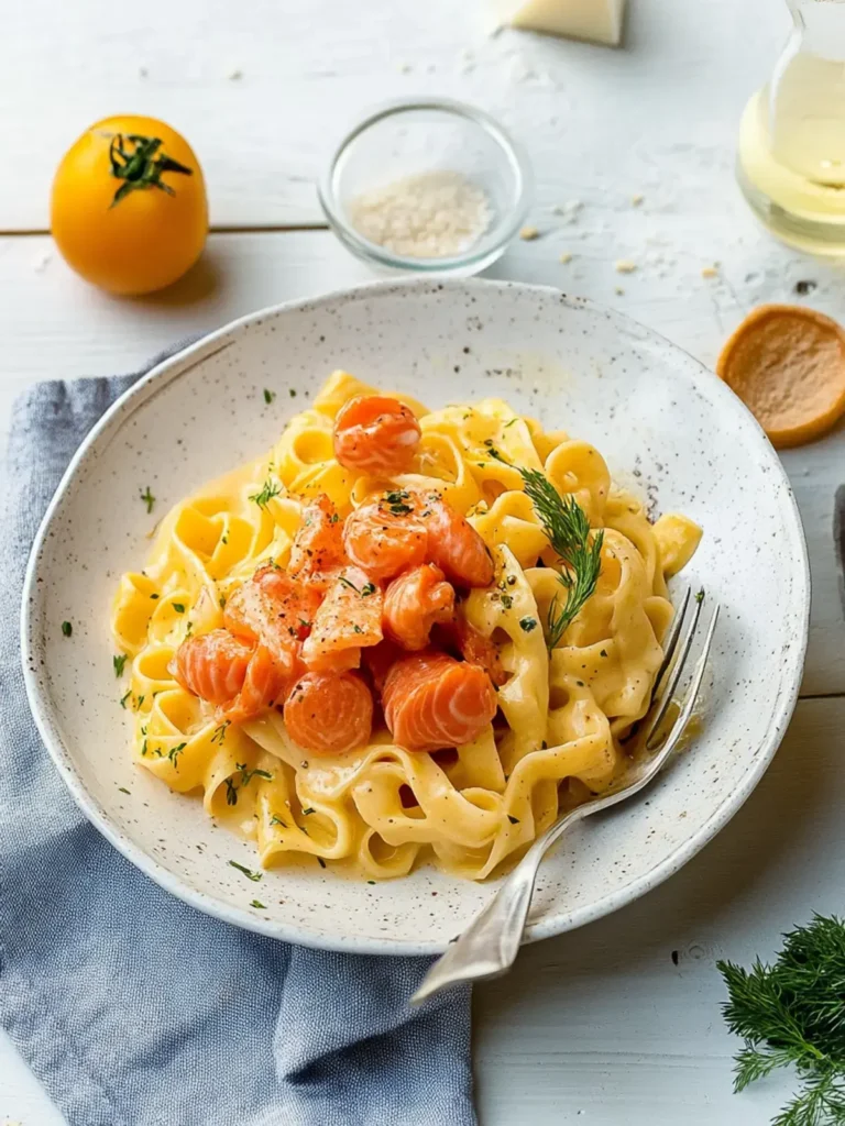 Bandnudeln mit Lachs