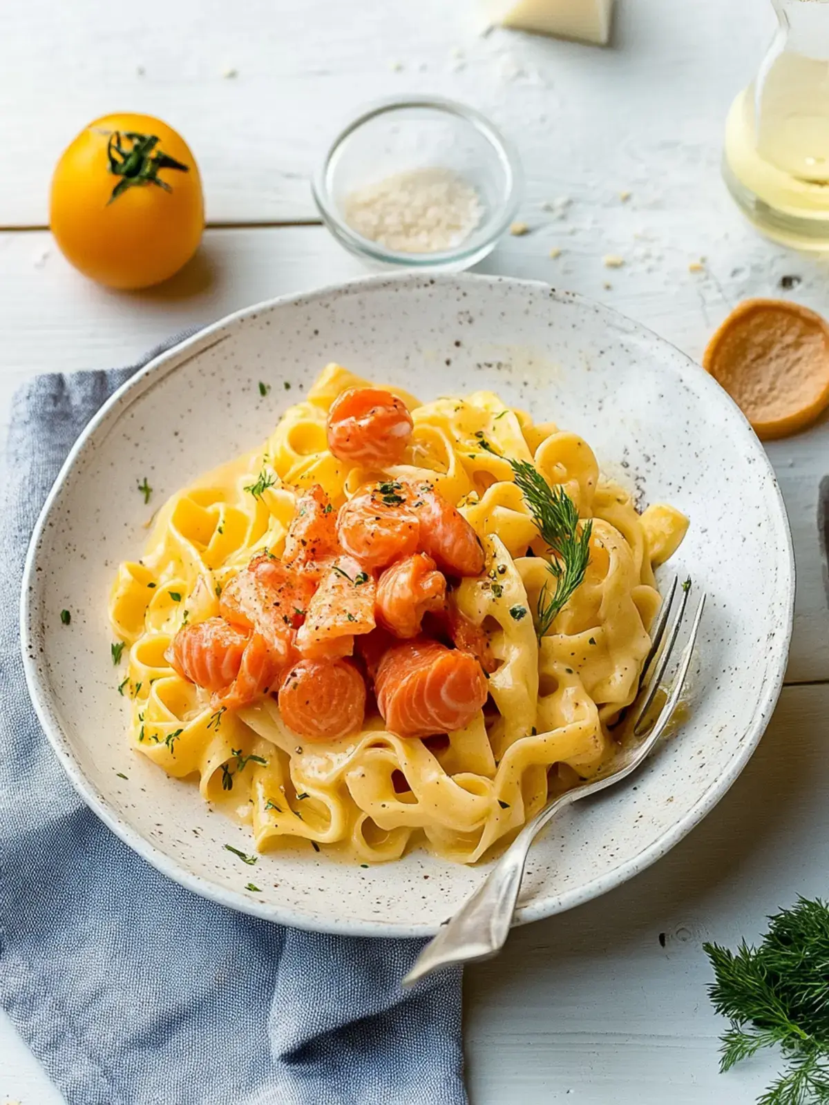 Bandnudeln mit Lachs