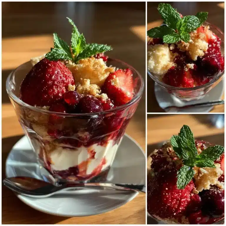 Beeren Quark Dessert Haferflocken Crumble