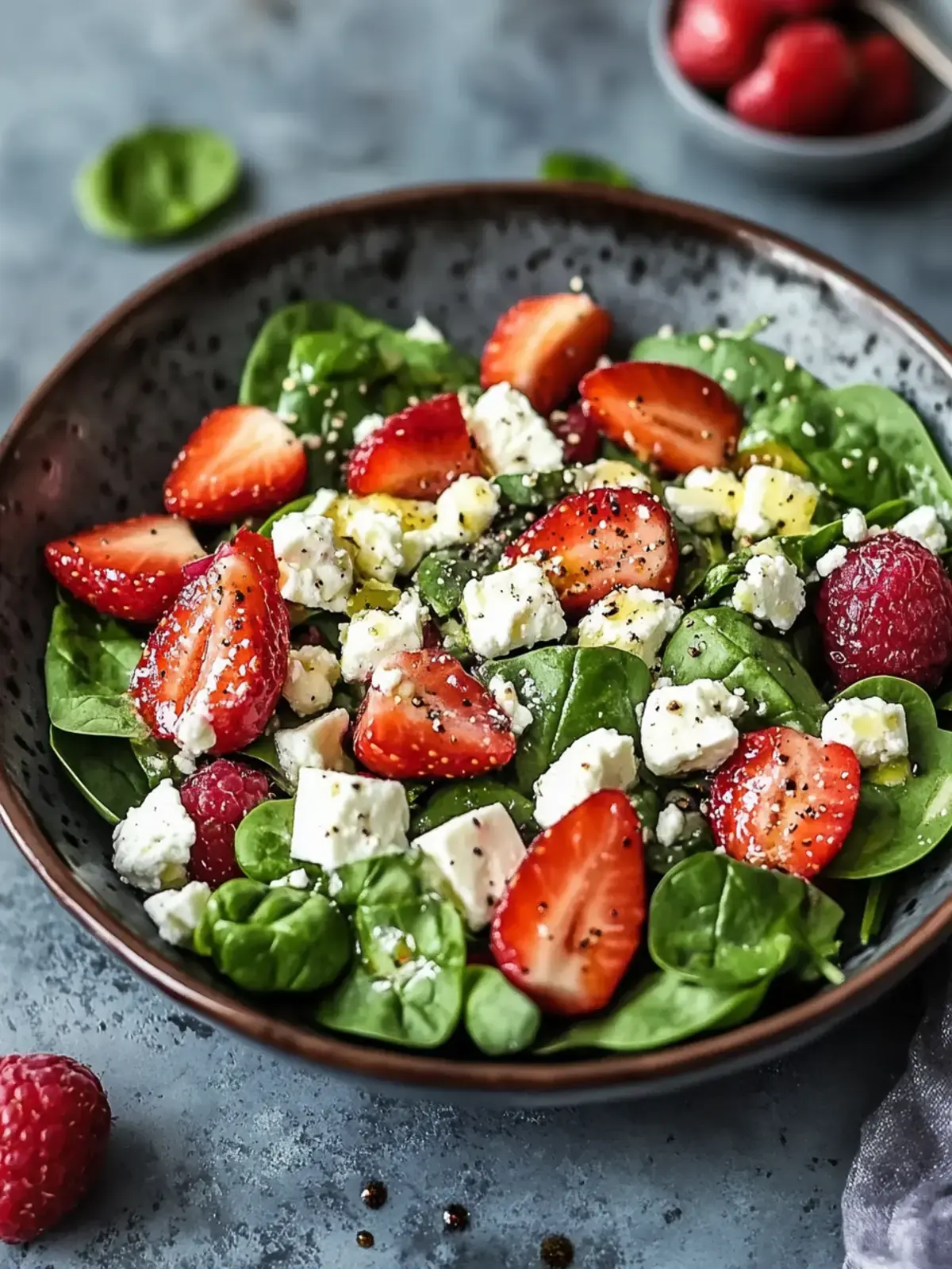 Bester Spinat Erdbeer Feta Mandel Salat