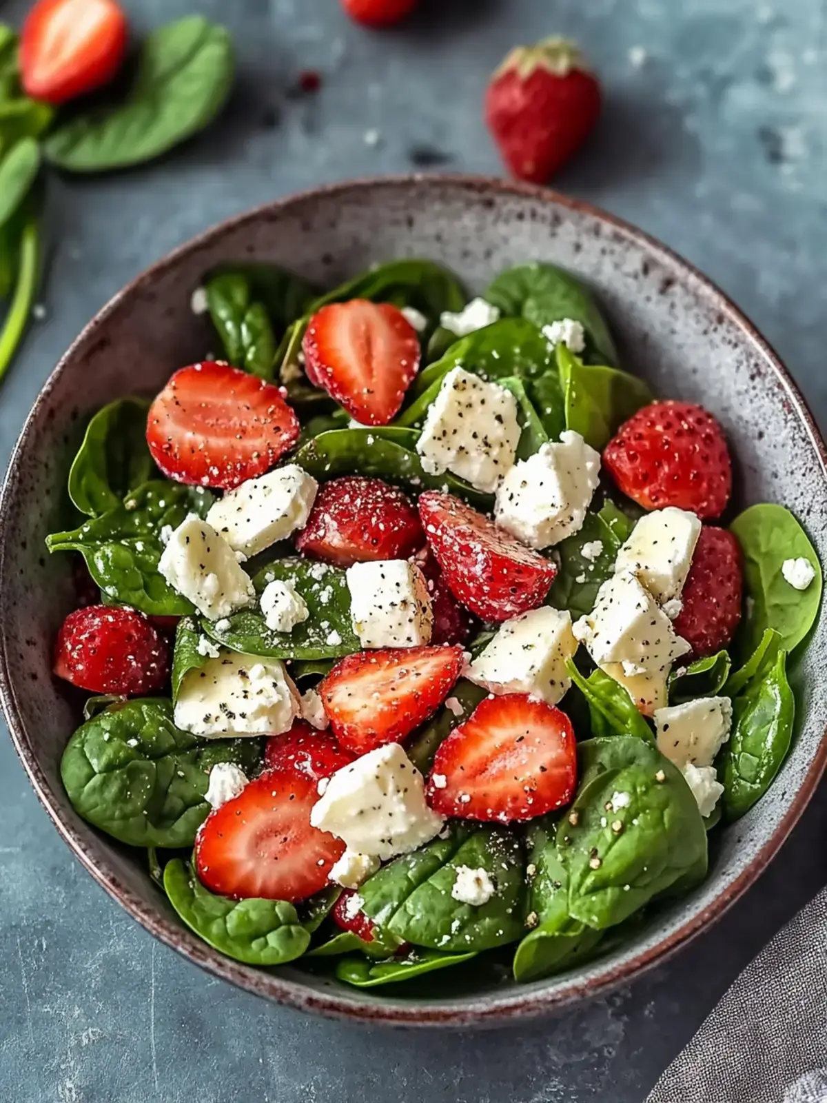 Bester Spinat Erdbeer Feta Mandel Salat