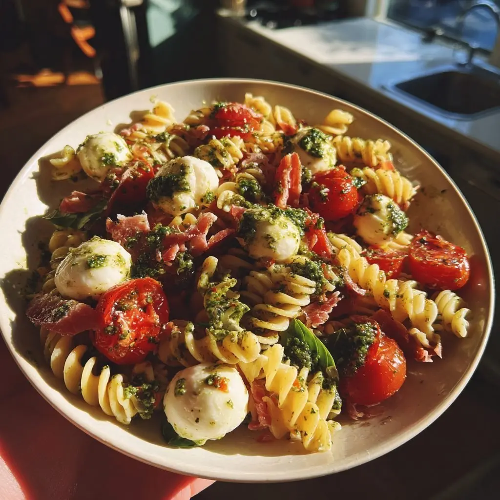 Caprese Nudelsalat Pesto