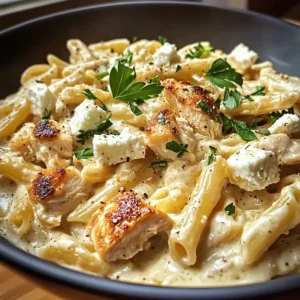 Cremige Hähnchen Feta Pasta