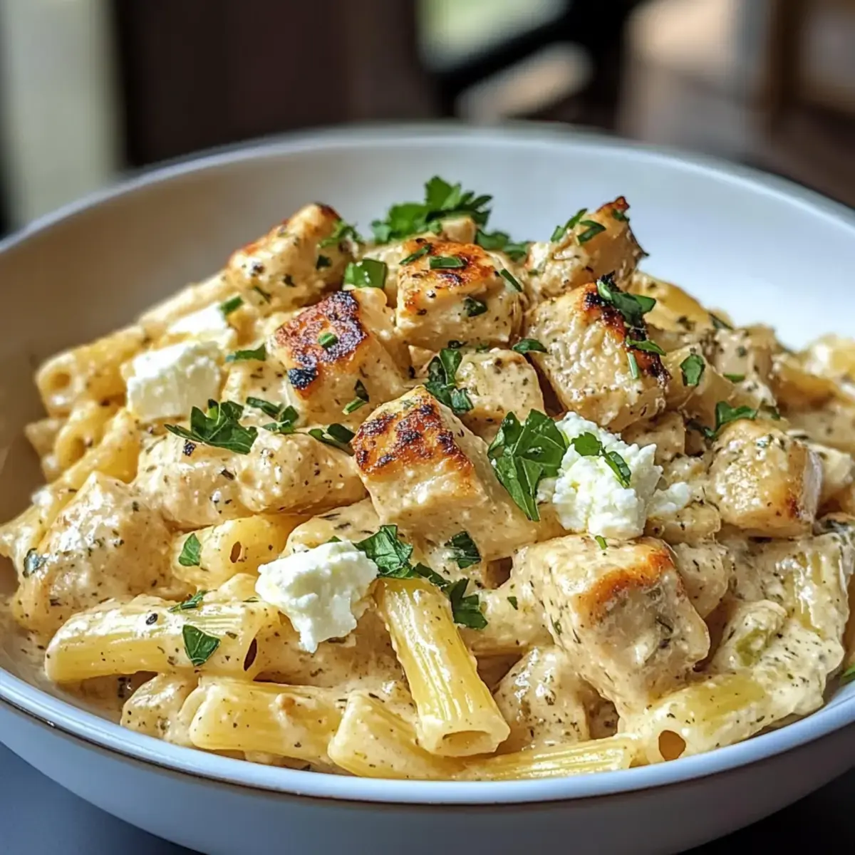Cremige Hähnchen Feta Pasta