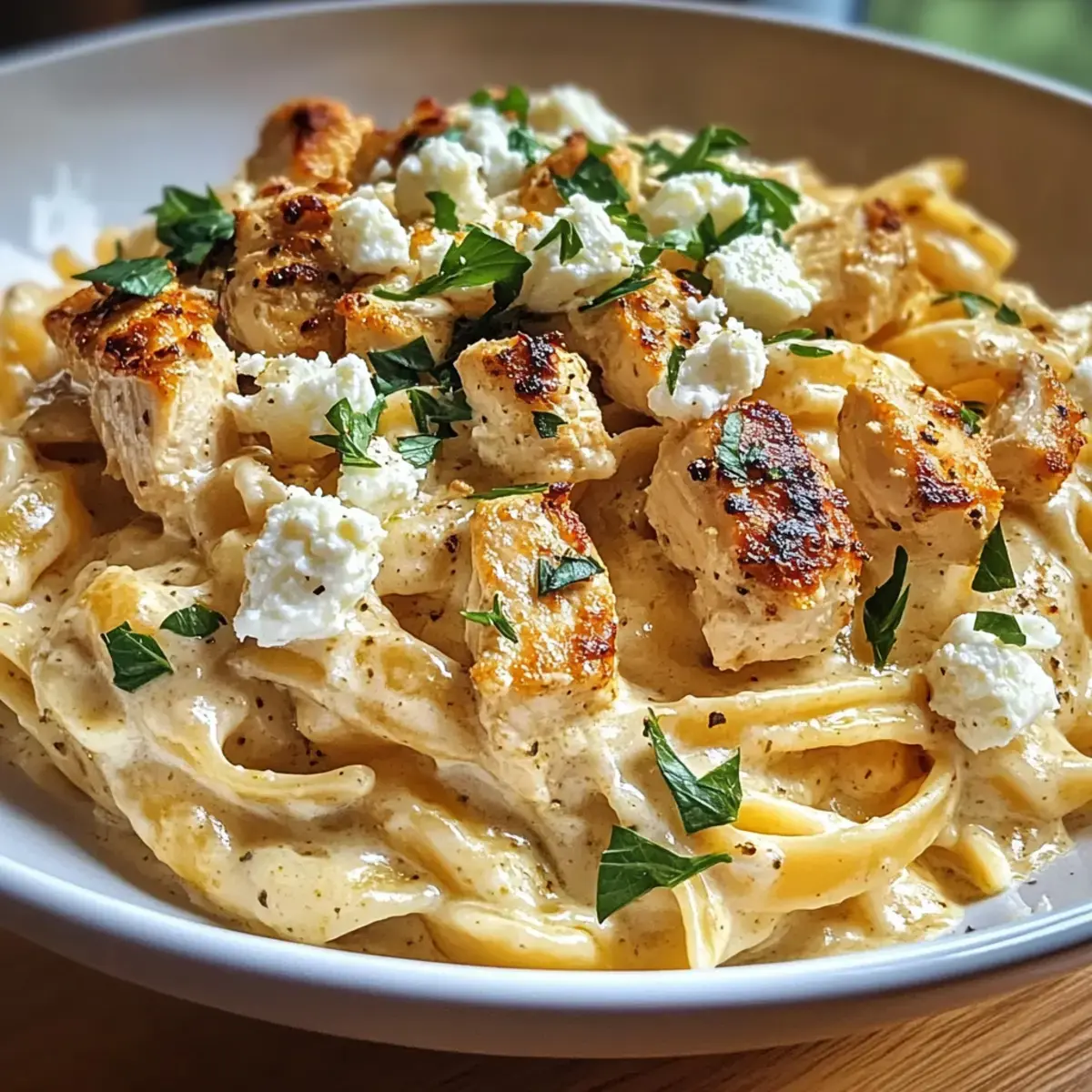 Cremige Hähnchen Feta Pasta