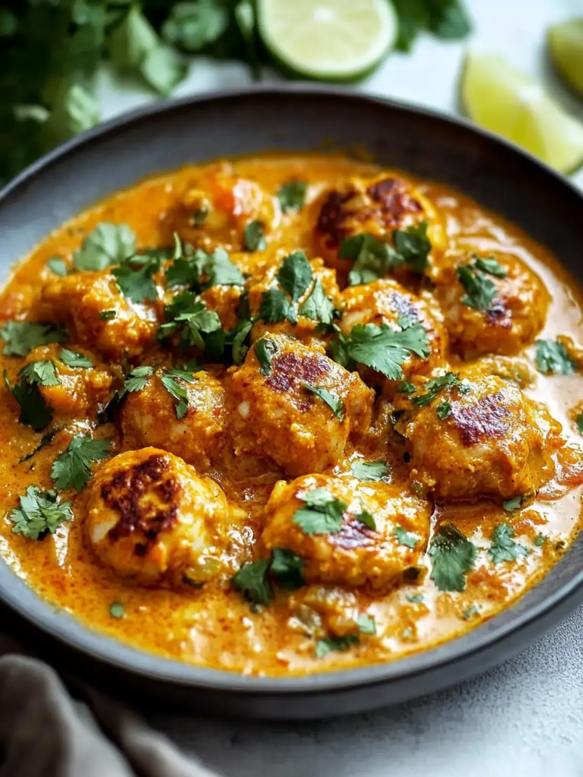 Cremige Kokosnuss Curry Fleischbällchen