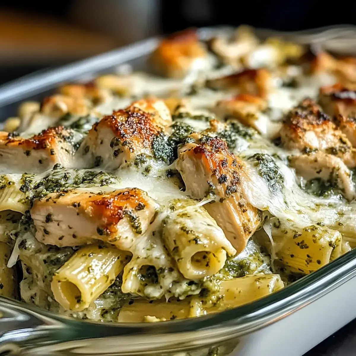 Cremige Pesto Hühnchen Pasta