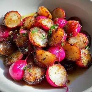 Crispy geröstete Radieschen mit Honig und Knoblauch