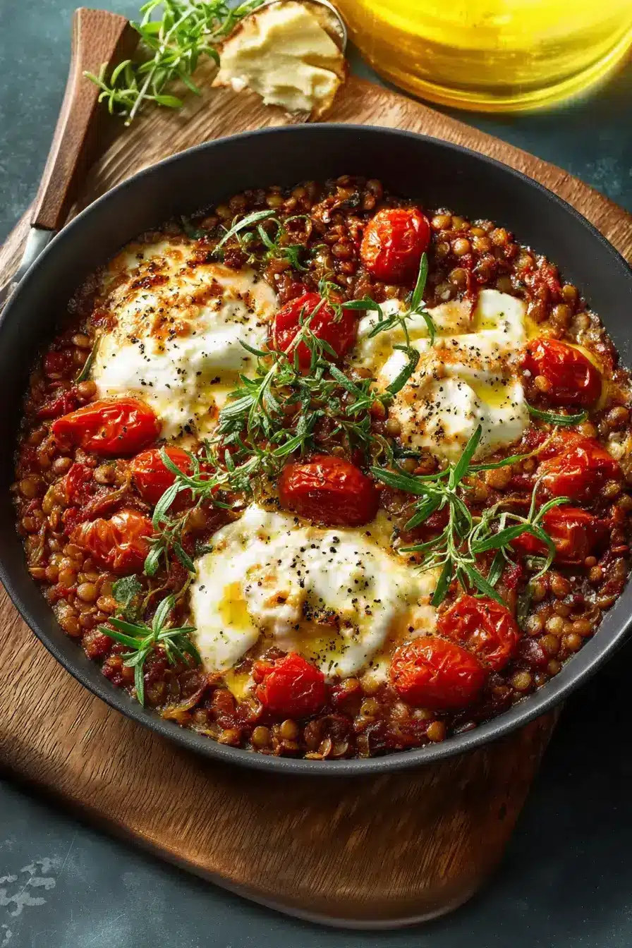 Einfach Linsen Mozzarella Pfanne