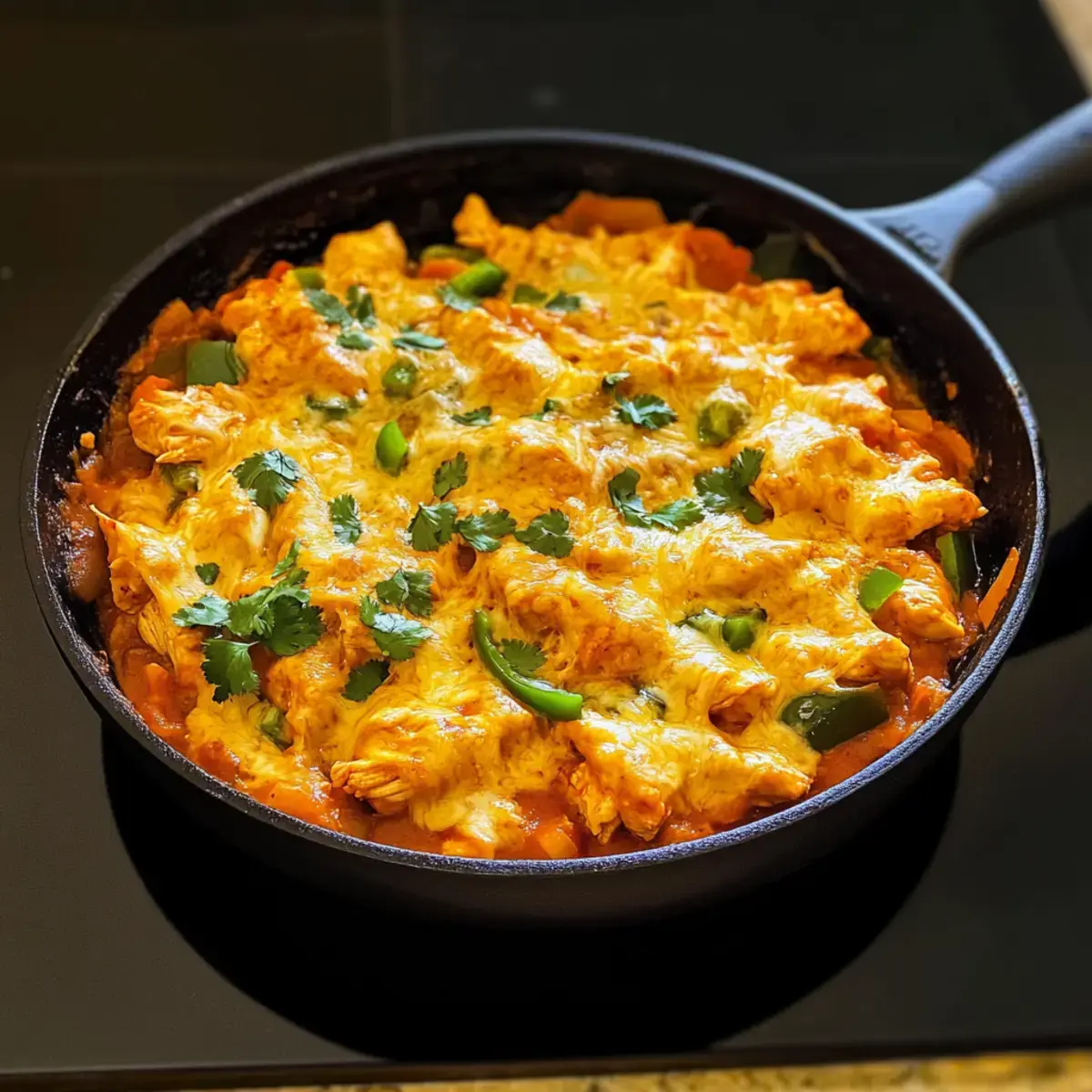 Eintopf Keto Niedrige Kohlenhydrate Hähnchen Enchilada Pfanne