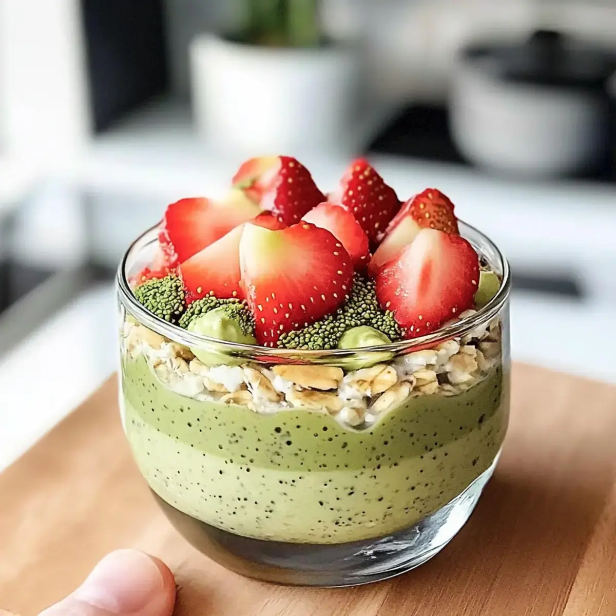 Erdbeer Matcha Übernacht Haferflocken
