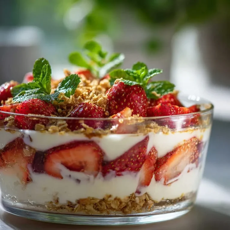 Erdbeer Minz Quark mit Haferflocken Crunch