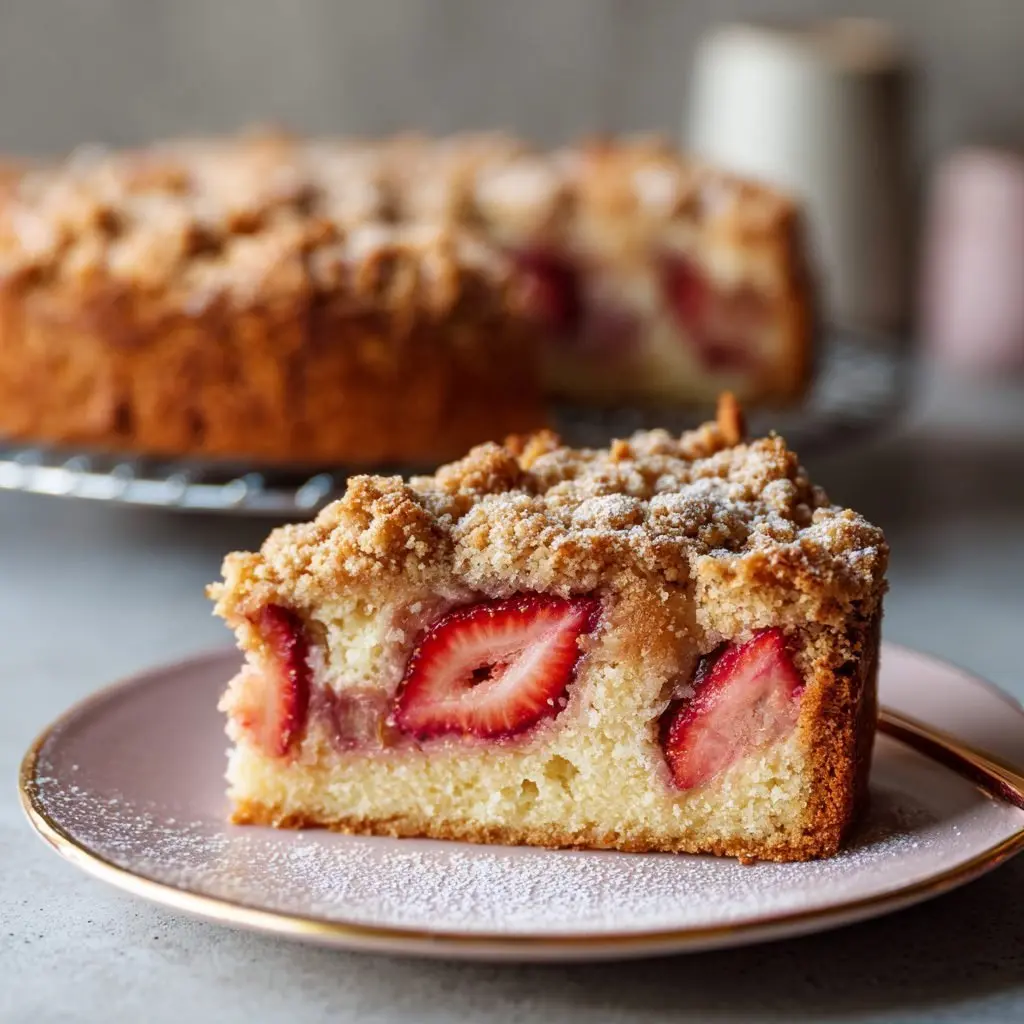 Erdbeer-Rhabarber-Kuchen mit Streuseln