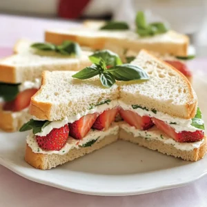 Erdbeer-Teesandwiches mit Basilikum