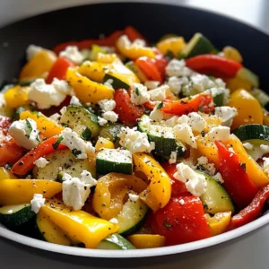 Leckere Feta Gemüsepfanne mit Paprika und Zucchini